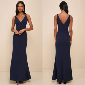 Lulus Melora Navy Blue Sleeveless Maxi Dress XS Wedding Party Guest Bridesmaid